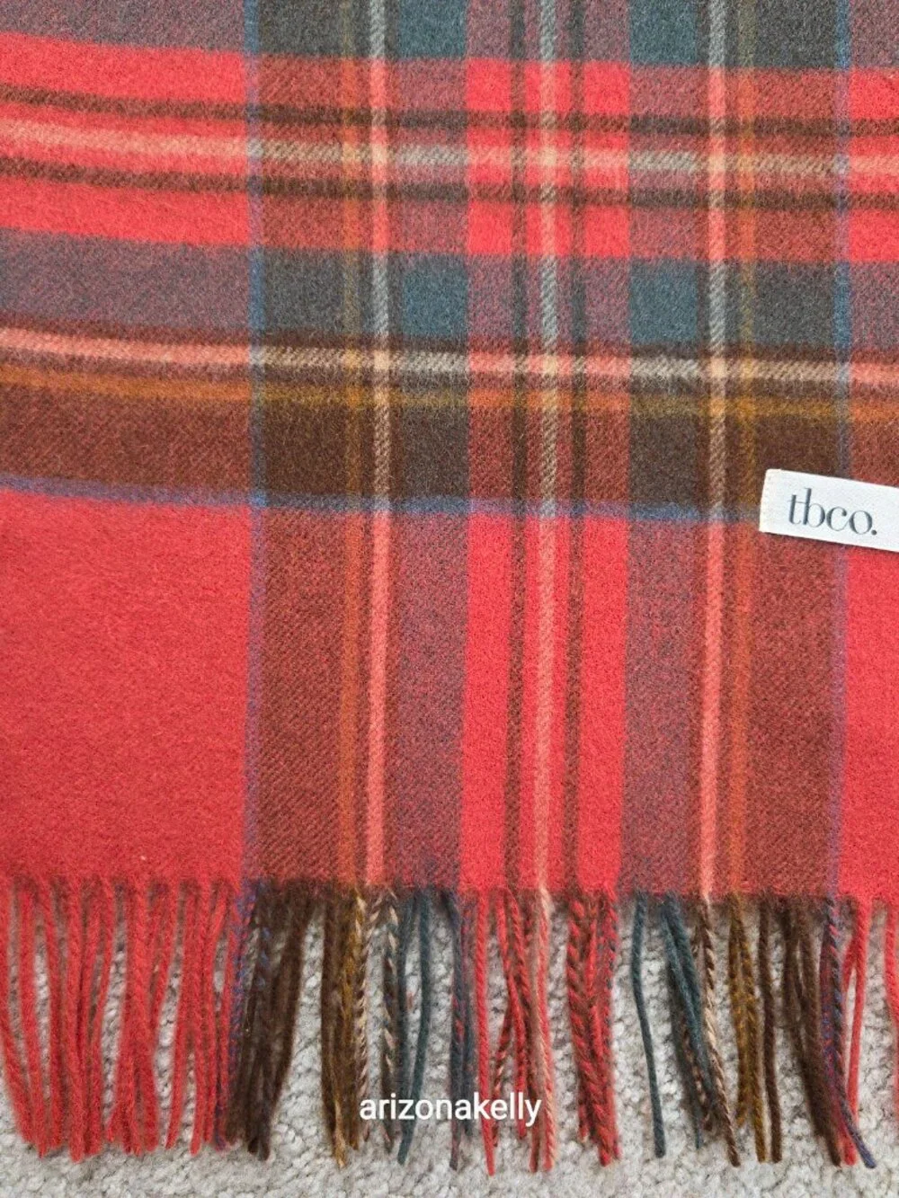 NWOT tbco Red Plaid Scarf Lambswool - Picture 4 of 12
